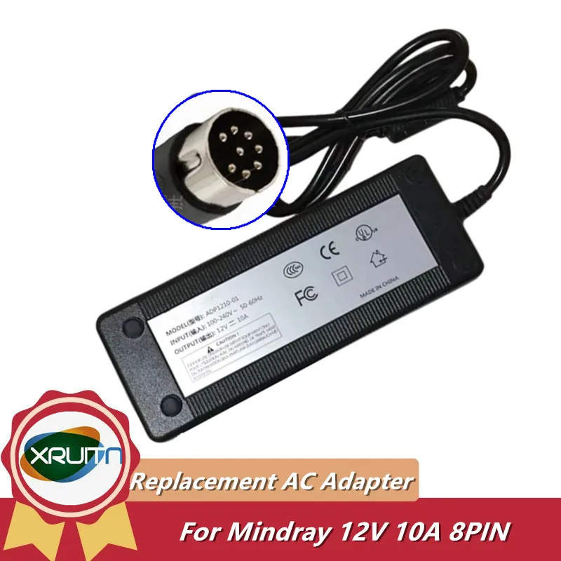 

Brand New Replacement 120W Portable AC Adapter Charger for Mindray M5 M6 M7 Medical Power Supply ADP1210-01 12V 10A 8PIN Plug