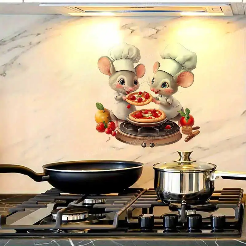 Little Chinchilla Boiling Strawberry Kitchen Stickers Home Decor Beautification Cute Animal Themed Wall Decals for Home AA251