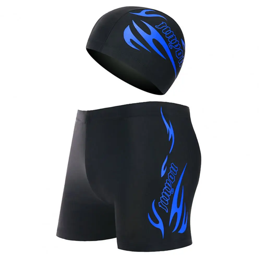 Swimming Cap Shorts Set Two Pieces Swimwear Quick Dry Breathable Soft Swimming Trunks Elastic Stitching Swimming Cap for Beach