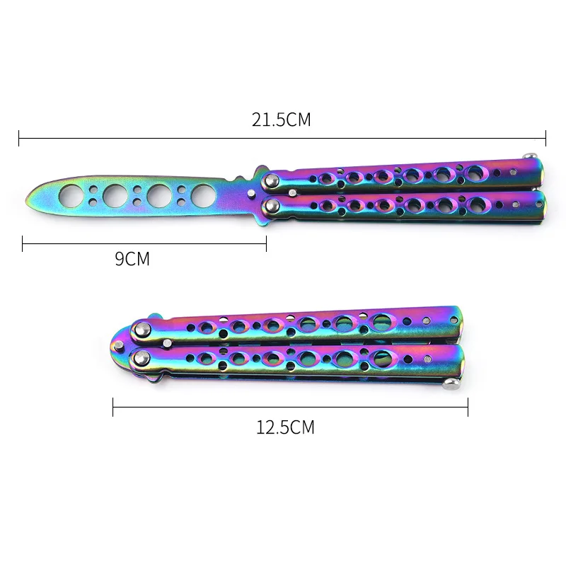 Cuchillo de mariposa plegable portátil CSGO Balisong Trainer, cuchillo de práctica de bolsillo de acero inoxidable, herramienta de entrenamiento