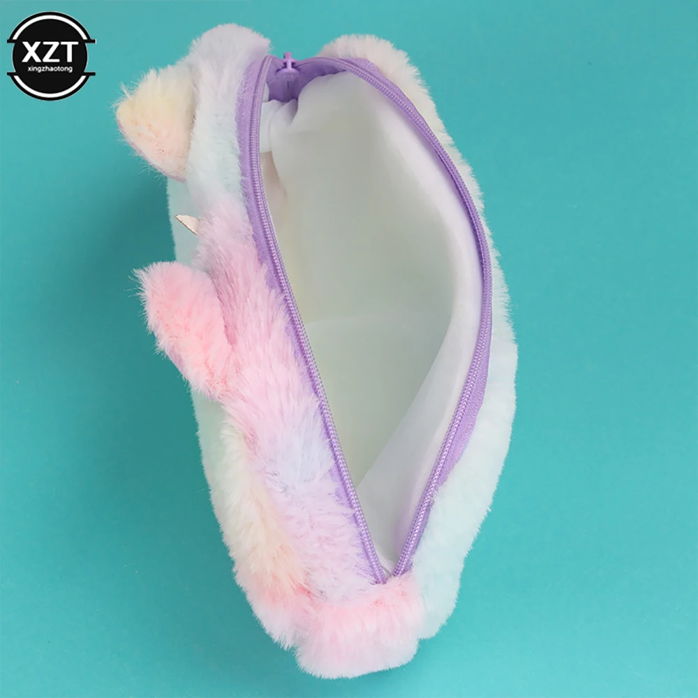 NUOVO simpatico cartone animato astuccio in peluche unicorno borsa per cancelleria apprendimento creativo cancelleria astuccio per moneta borsa per