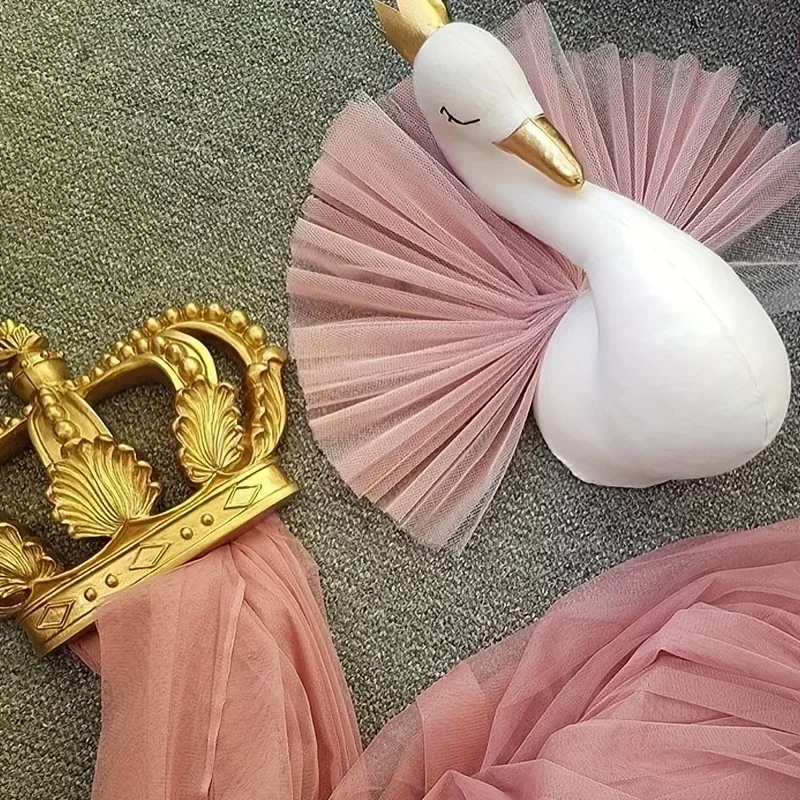Princess Crown Swan Animal Head Wall Decoration Kids Room Photographic Backdrop Home Ornament Wall Art Decoration Accessory