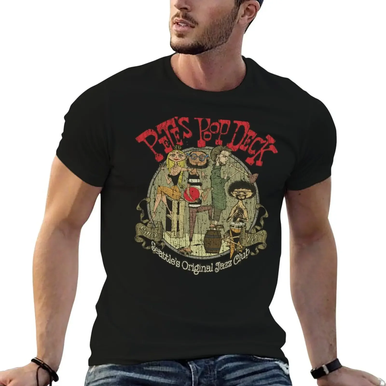 

Pete's Poop Deck 1957 T-Shirt summer top vintage clothes valentines boutique clothes black t shirts for men