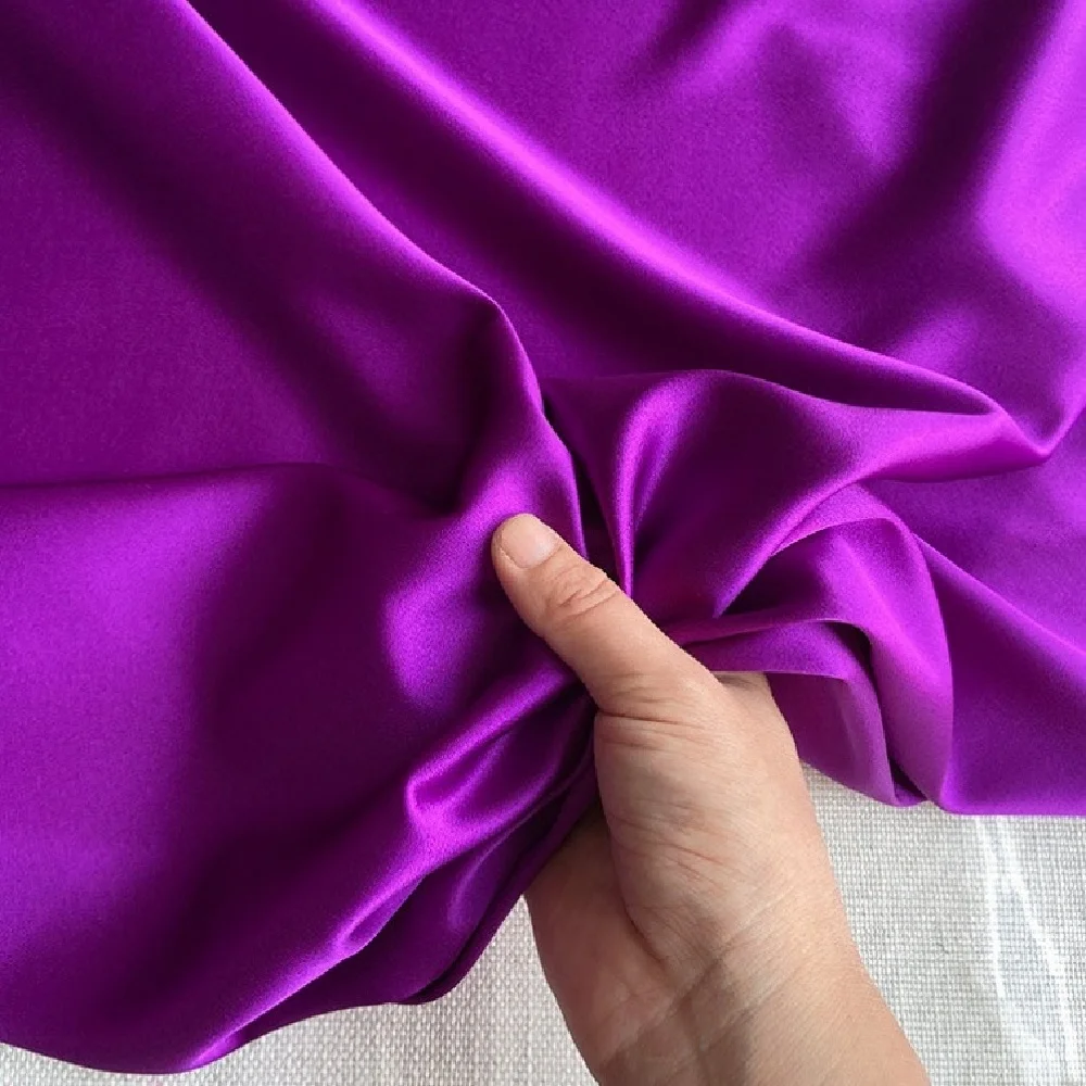 #1-#30 Organic Luxury High Quality Silk Stretch Satin Fabric Spandex Elastic 19m/m 140cm Plain 80 Colors for Pajama Shirt Dress