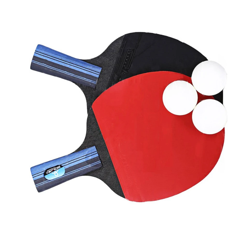 

Table Tennis Racket Double Side Reverse Rubber Faced Beginner Training -pong Board Table Tennis Racket Set (Long Handle, Random