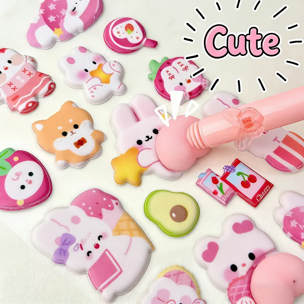 2/4 Pieces 3D Soft Cute Butt 3D Cartoon Animal Sticker Children Girls DIY Scrapbook Phone Case Paster Decals Cute Puffy Stickers