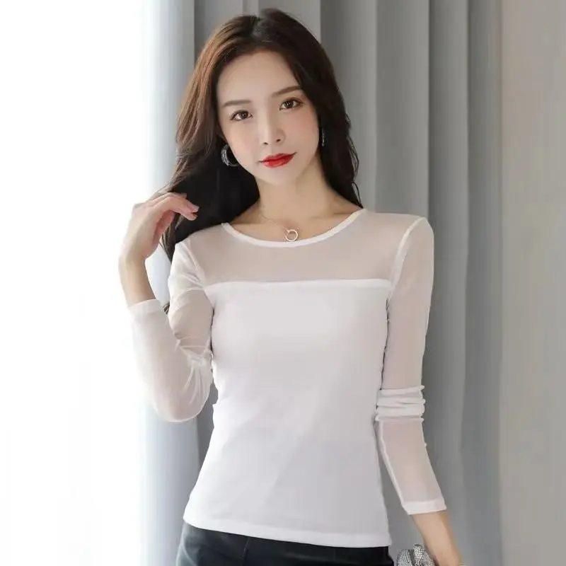

Women Clothes Spring Casual Simplicity Solid Color O-neck Long Sleeve T-Shirt Women's Fashion Elegant Temperament Slim Tops