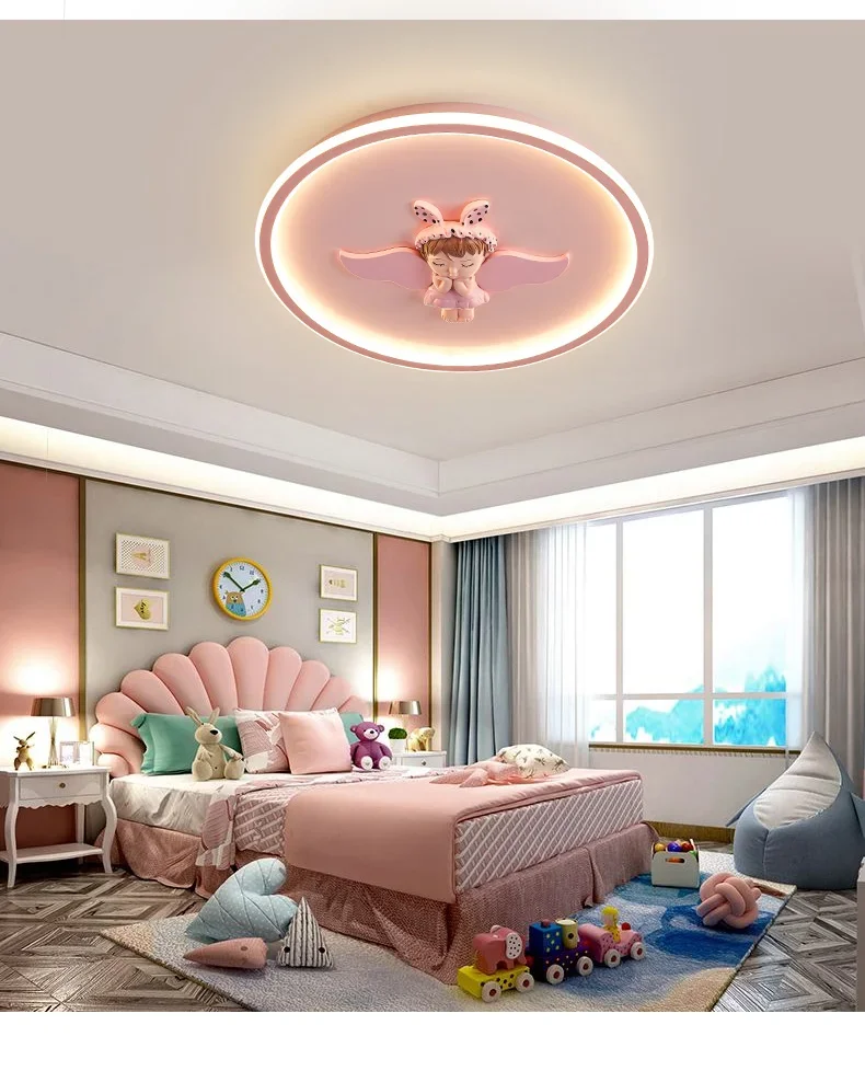 Angel lamp girl Nordic modern simple creative eye care led cartoon Princess Room children's lamp bedroom ceiling lamp