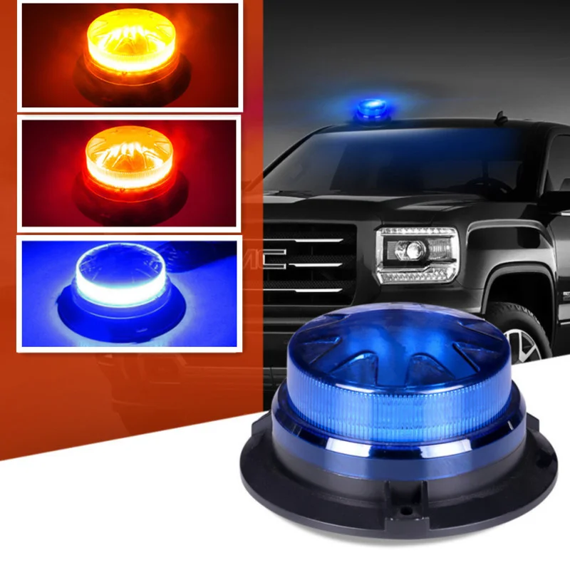 

12V/24V LED Emergency Strobe Light Car Police Roof Flash Hazard Warning Light Vehicle Safety Signal Light Magnetic Base Blue Red