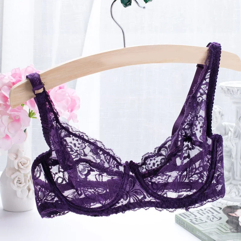 

2024 Women’s Comfy Sexy Lingerie Lace Transparent Sheer Bra Underwire Elastic Bra See ThroughThin Underwear Women Secret Clothes