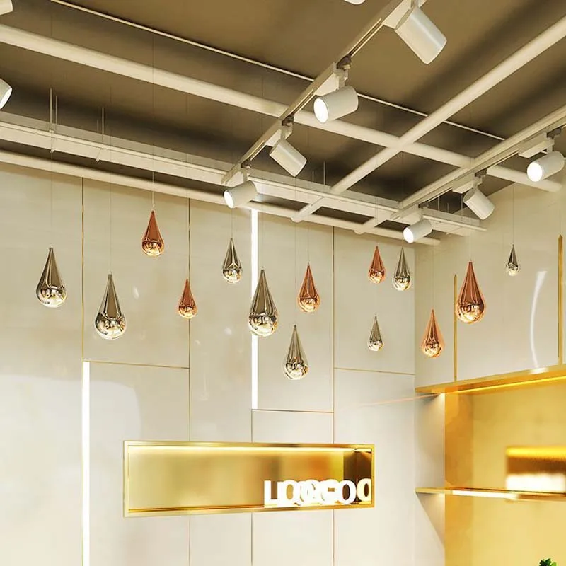 Modern Creative Teardrop Ceiling Suspended Decor Light‑Luxury Geometric Hanging Ornament for Living Room, Hotel Shopping Mall