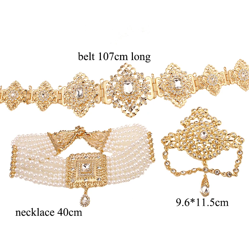 Algerian Moroccan Style Jewelry Belt Adjustable Women's Wedding Sets God Plated Kaftan Jewelry Vestidos De Fiesta Accessory