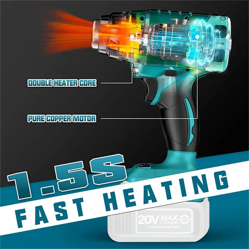 18V Cordless Hot Air Machine Rechargable Li-Battery Quick Heating Heat Gun  Industrial for Shrink Wrapping Home Hot air blower