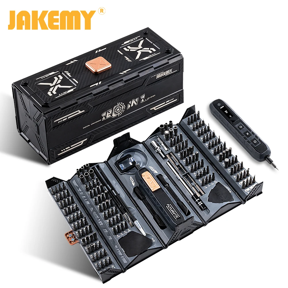 

180In1 JAKEMY Black Precision Cordless Electric Screwdriver Set Magnetic Bits Multifunction Repair Kit For mobile Phone/Glasses