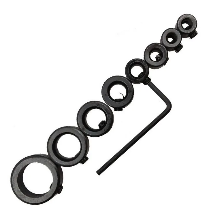 

8PC Drill Stop Ring Set, 3-16mm Shank Positioning Ring, Solid Shank Depth Locator