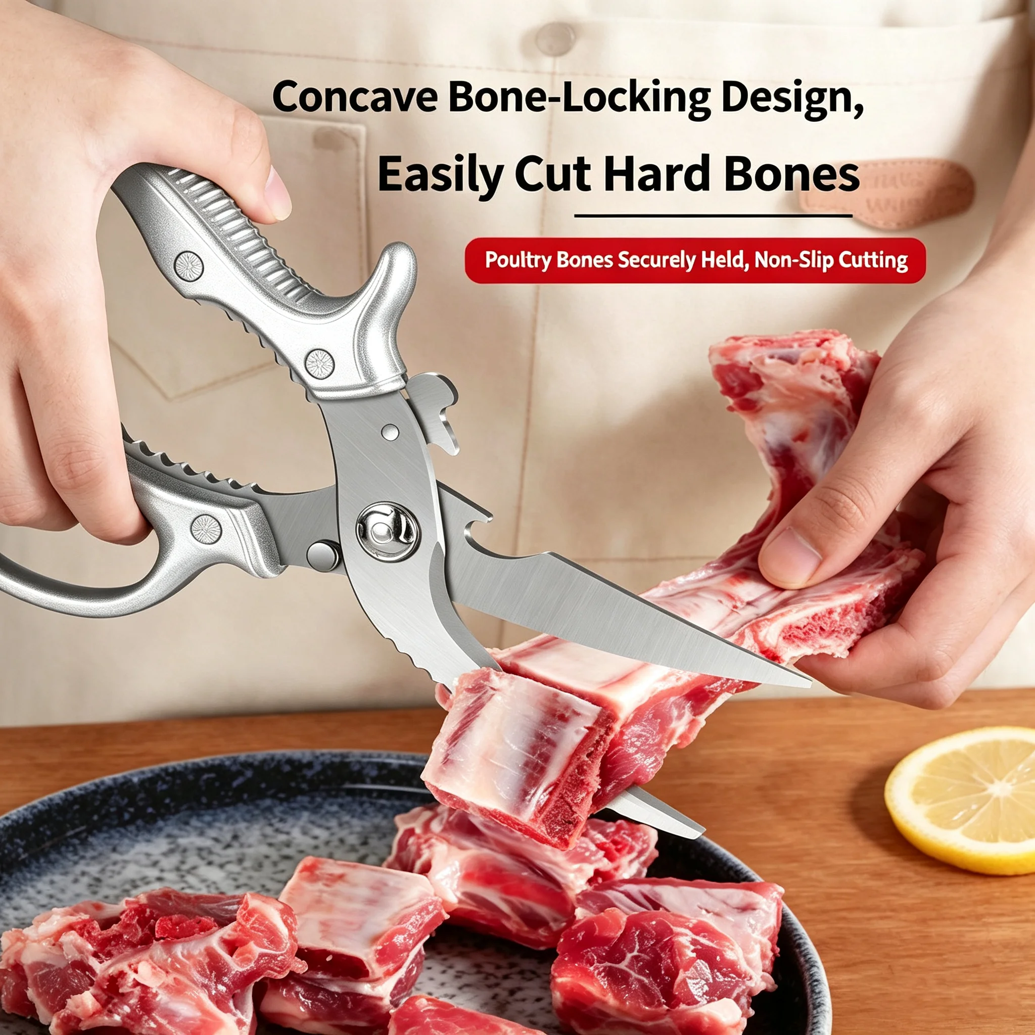 Food Grade Stainless Steel Kitchen Shears Daily Cooking Robust Kitchen Tool Multifunctional Scissors 2 Spare Springs Included