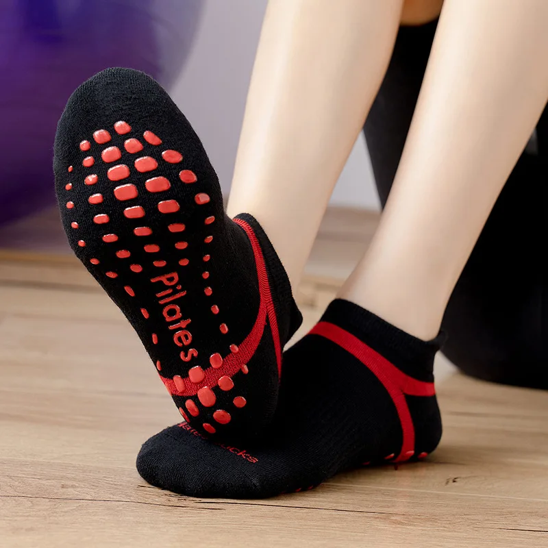 Calcetines deportivos de Yoga para mujer y hombre, medias de algodón Terry antideslizantes de compresión para Fitness, gimnasio, baile, patio de juegos, tobillo