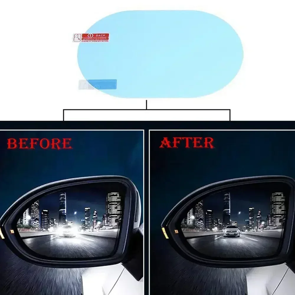 2pcs PET+Nano Coating Oval Car Auto Anti Fog Rainproof Rearview Mirror Protective Film Accessory Film Rain Protection