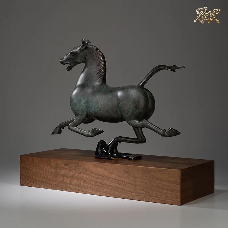 CHINA National treasure Han Dynasty BRONZE galloping horse Sculpture 5A Replica Home company Good luck Success Ornament Talisman