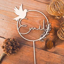 Personalized Cake Topper for Baptism Communion Confirmation With Name Made Pigeon Cake Decoration Baptism Custom Cap Cake Topper