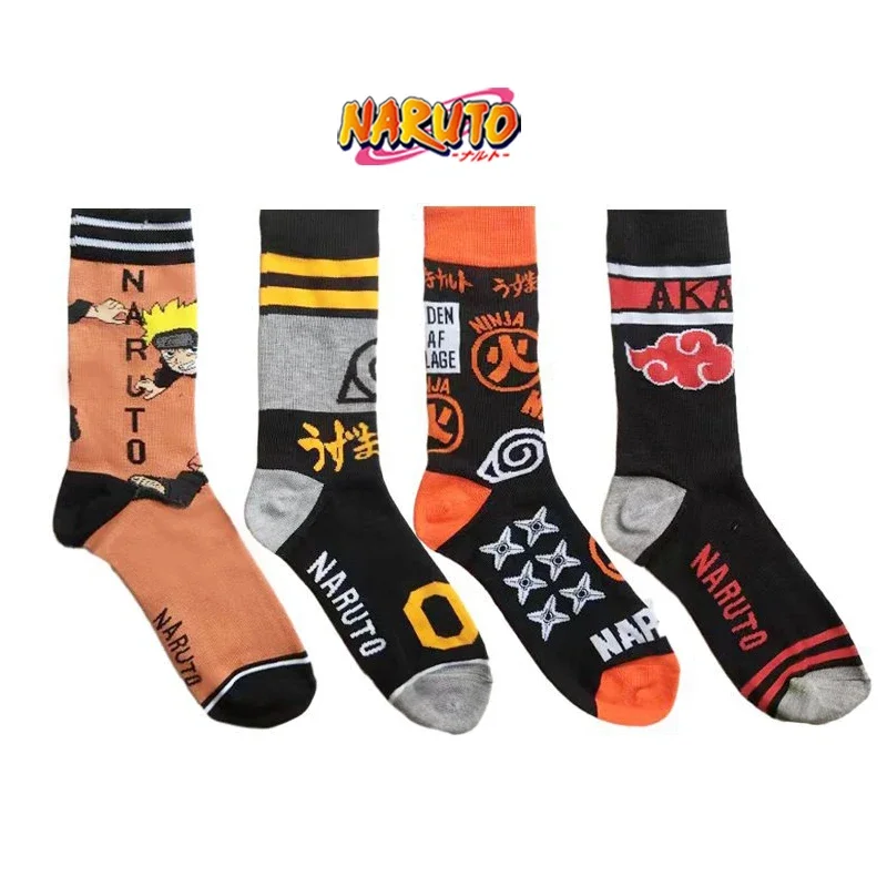 1/4Pcs Anime Naruto Winter Socks for Man Warmth Cotton Child Sports Socks Akatsuki Red Cloud Spring Fall Comfort Socks Kids Gift