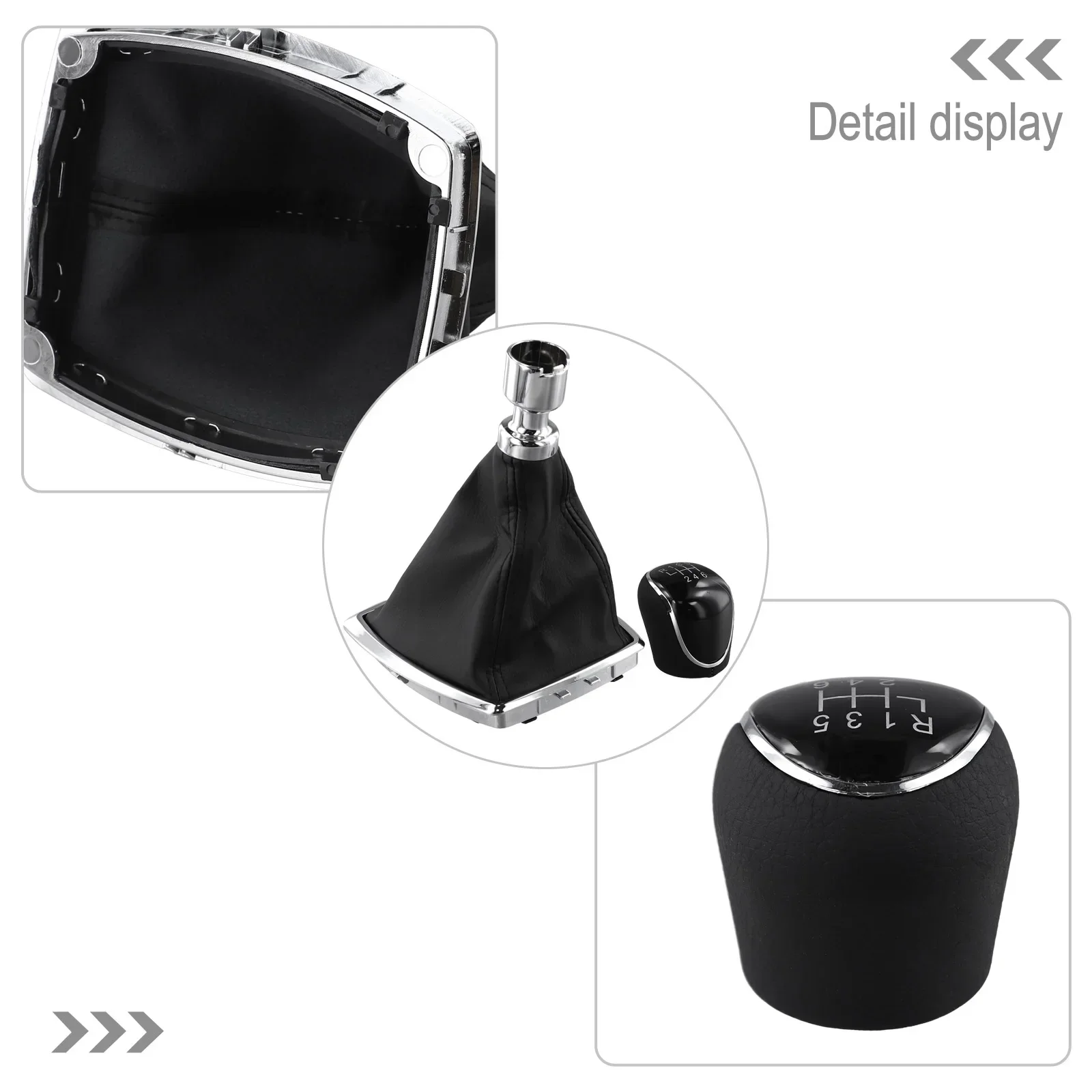 

Luxury Interior Gear Knob 6-speed Chrome Frame Black Color Comfortable Grip Easy Installation High-quality Materials