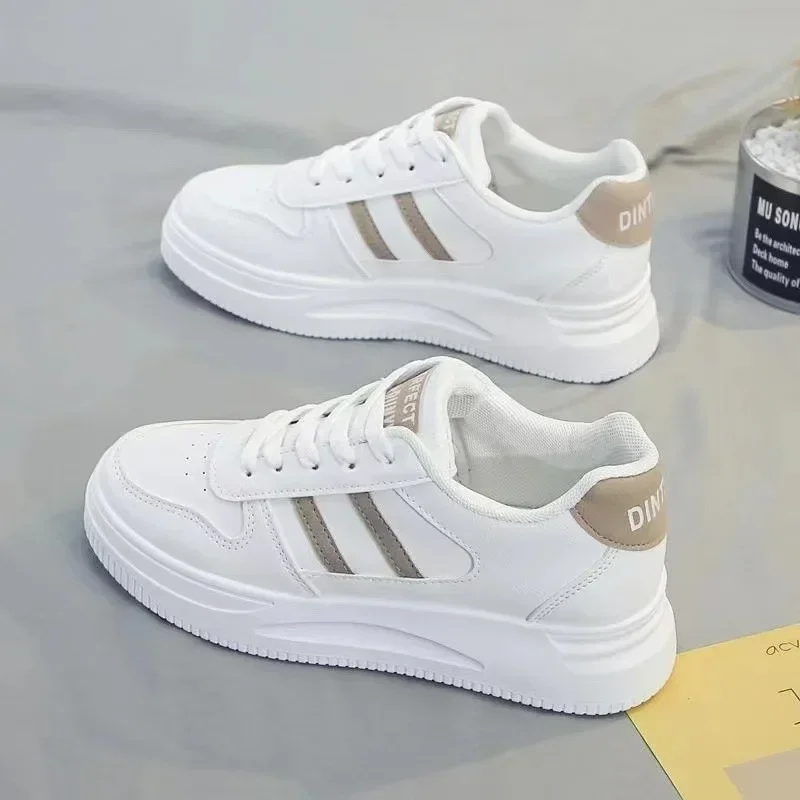 New Women Casual Walking Shoes Summer Flat Lace Up Leather High Quality Sneakers Fashion Flat-Bottomed Female Gump Sneakers