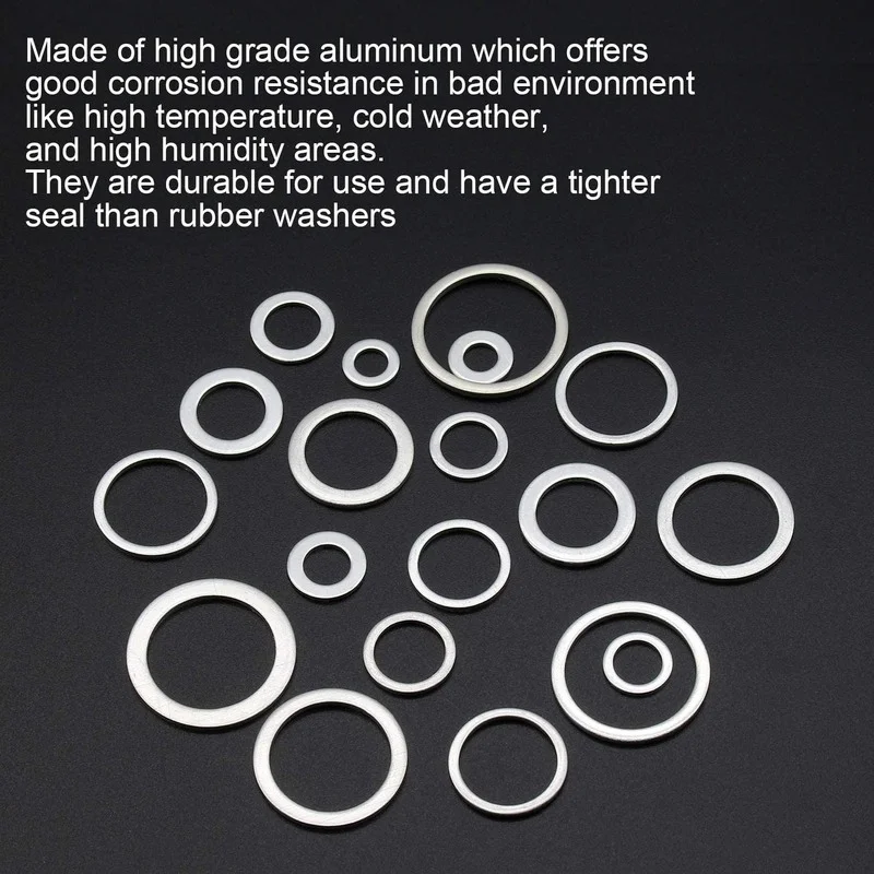 540/450/360/280/200pcs Washer Oil Drain Plug Gaskets Aluminum Flat Washer Combination KitM6 M8 M10 M12 M14 M16 M18 M20 M22 M24