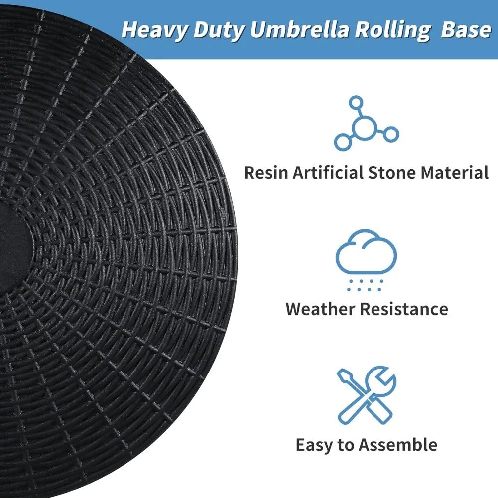 Heavy Duty Patio Umbrella Base, Stand com rodas para exterior, Market Umbrella, 52lbs, 1.5 ''~ 1.89''