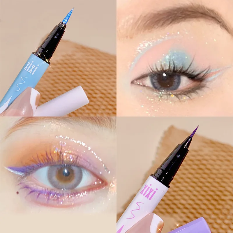 

Xixi glitter eyeliner pencil Clear cream blue lying silkworm high light pen flash broken diamond shimmer eyeliner pen AC042