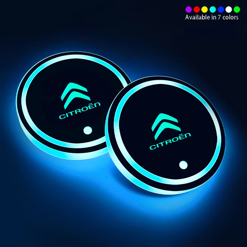 1pcs Car Luminous Coasters Water Cup Mat Holder Car Styling For Citroen C3 C4 C5 C6 VTS Picasso Cross Cactus RD3 C4L DS3 DS4 DS5