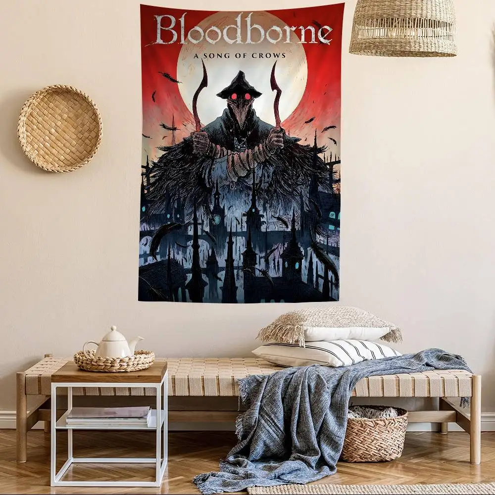 Dark Hunter B-Bloodborne Spiel Anime Wandteppich Hängende Tarot Hippie Wandteppiche Wohnheim Home Decor