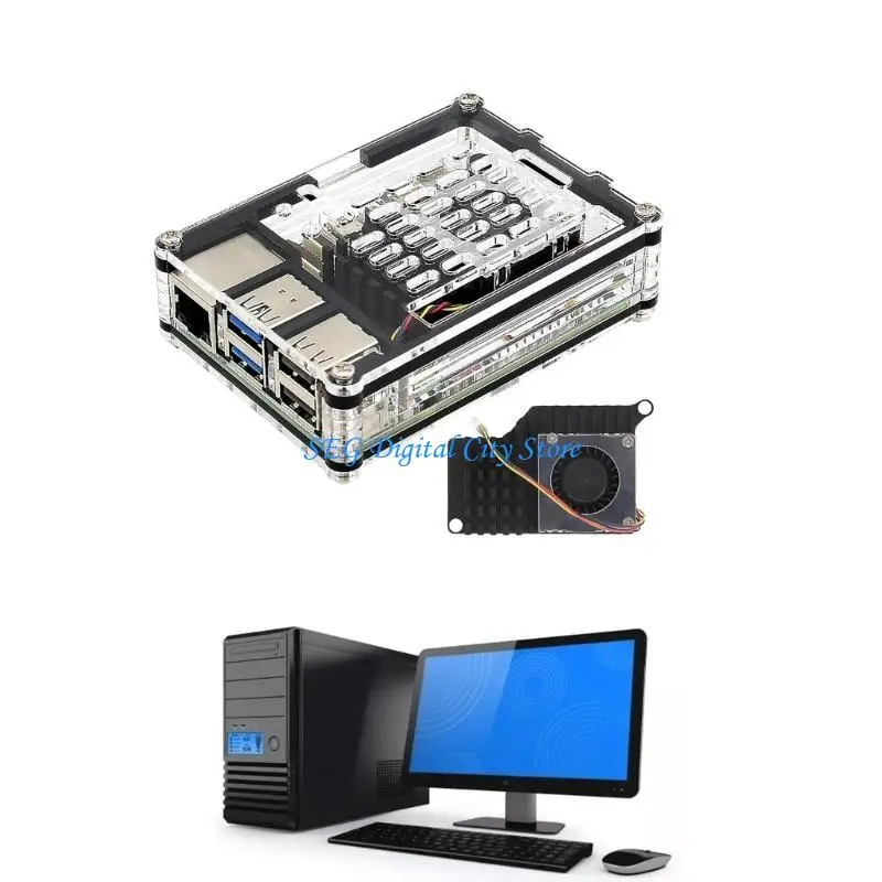 

U75B Protective Enclosure Case Active Cooling Fan for RPI 5 Cover Box Easy Access
