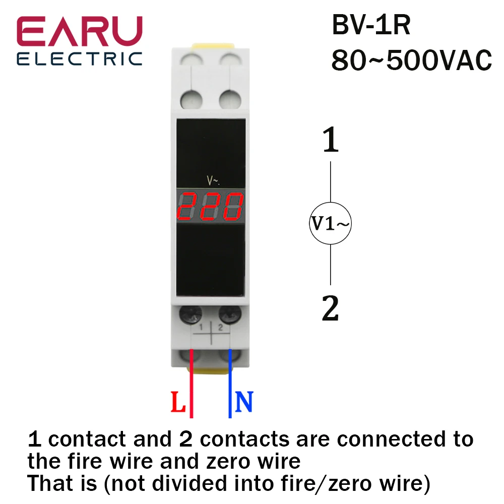 Din Rail 18mm Voltage Current HZ Meter AC 80-500V 220V 380V 100A Modular Voltmeter Ammeter LED Indicator Digital Volt Tester