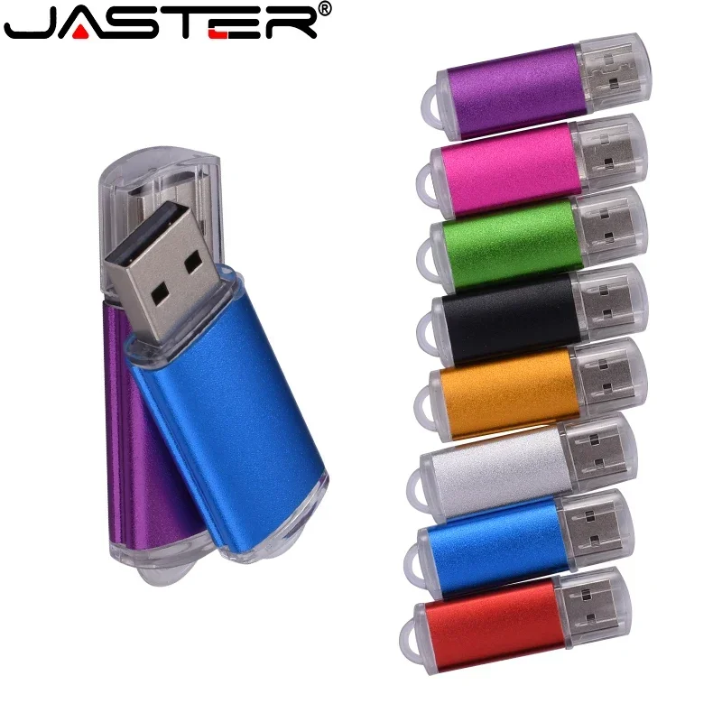 JASTER Mini Pen Drive USB 128GB, Flash Drive logam 64GB stik memori kecepatan tinggi 32GB plastik U Disk 16GB untuk Laptop