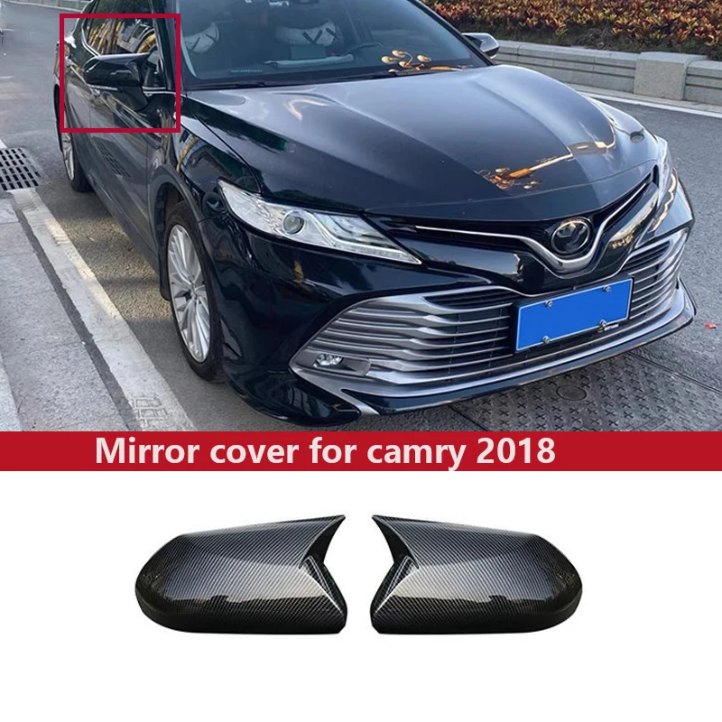 

2pcs Side Rear View Mirror Cover Caps Trim Gloss Black Carbon Fiber For Camry XV70 LE/SE/XLE/XSE/XLE car Exterior Stickers