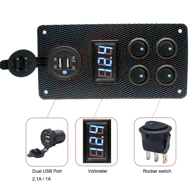Waterdichte Boot Schakelaars Voltmeter Socket Dual Usb Socket Panel Mount Usb Socket