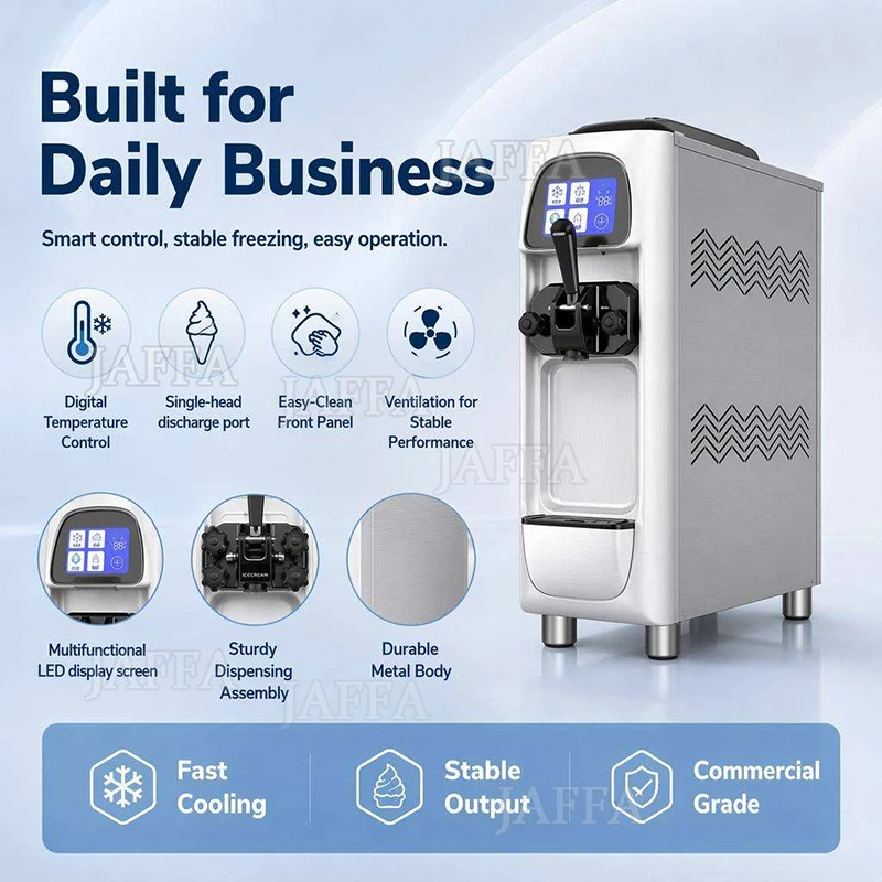 Ice Cream Machine Table Top Hard Ice Cream Yogurt Maker 1400W Automatic Benchtop Gelato Home Appliance Commercial