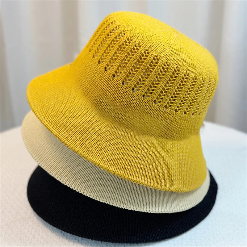 Summer New Hollow Out Sun Hats for Women Korean Casual Breathable Bucket Fashion Versatile Outdoor Beach Foldable Panama Cap