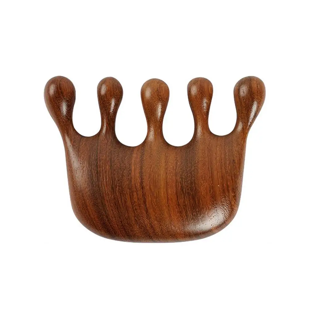 Wooden Massage Comb Head Face Scalp Gua Sha Massager Body Wide Tooth Scraping Natural Sandalwood Massage Facial C2V4