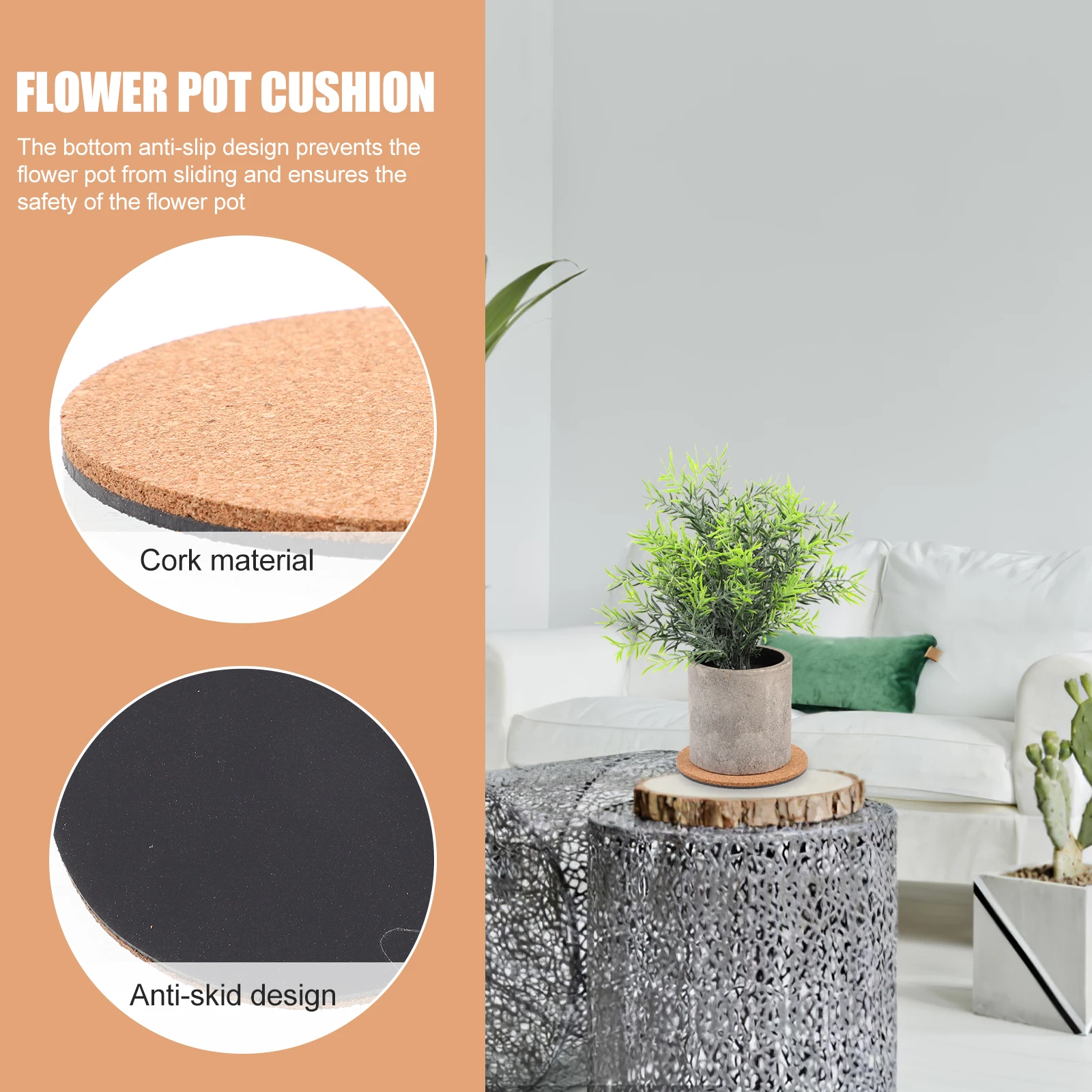 

2 Pcs Round Flower Pot Pad Cork Coaster Absorbent Plants Tray Drinks Mat Waterproof Gardening Saucer Home Accessories