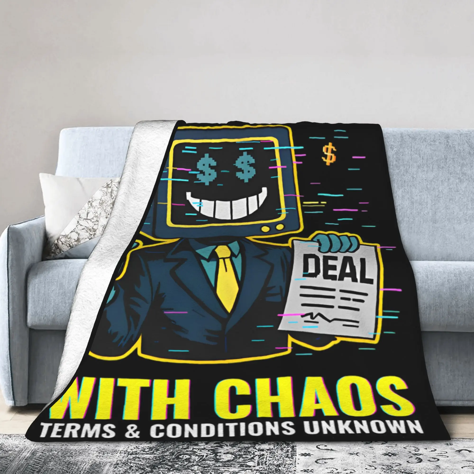 

Deltarune сделает предложение с хаосом, одеяла Glitchcore, нечеткая новинка, дышащее одеяло, покрывало на стул, украшение для дивана, автомобиля