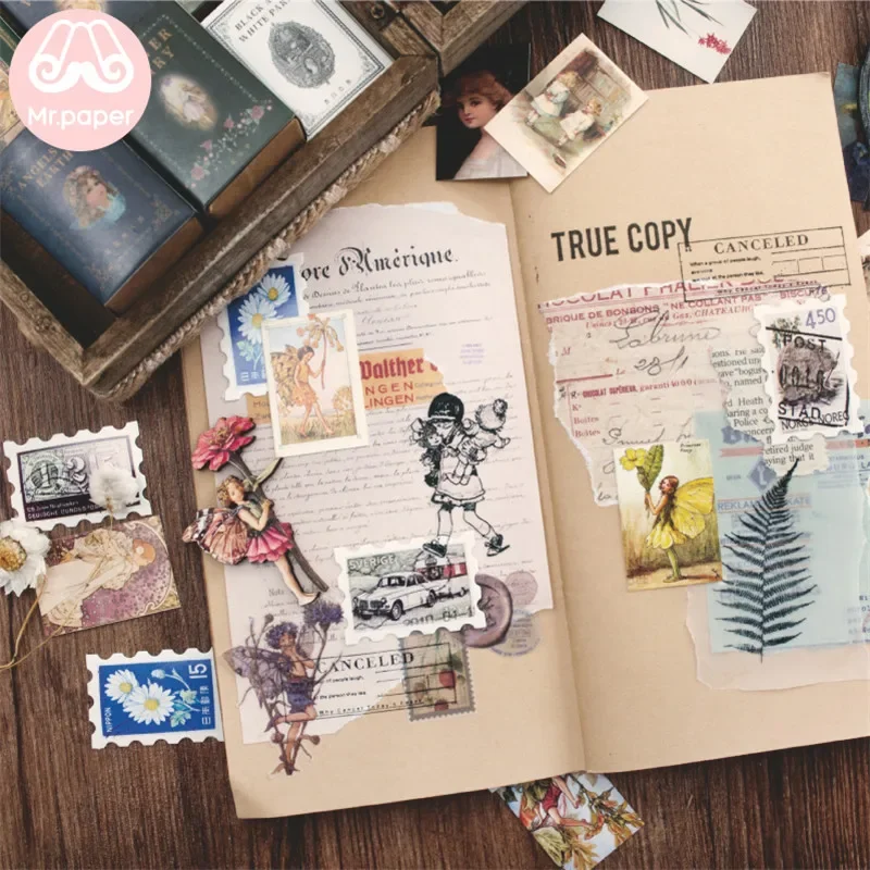 Mr.paper 100 peças/caixa Papel Kraft Vintage para Scrapbooking/Fabricação de Cartões/Projetos de Diário DIY Decoração de Diário Cartões LOMO