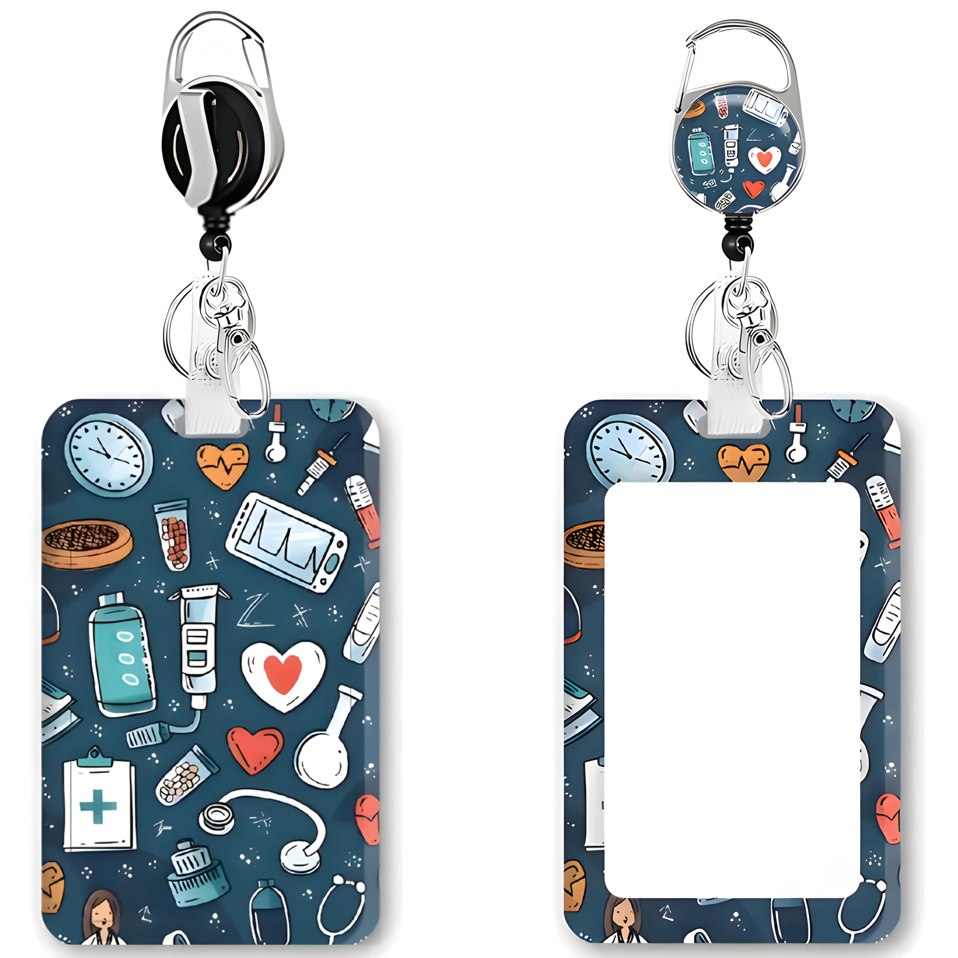 Soporte para insignia de enfermera de salud médica con carrete retráctil, soporte para insignia de trabajo con tarjeta de identificación con clip resistente