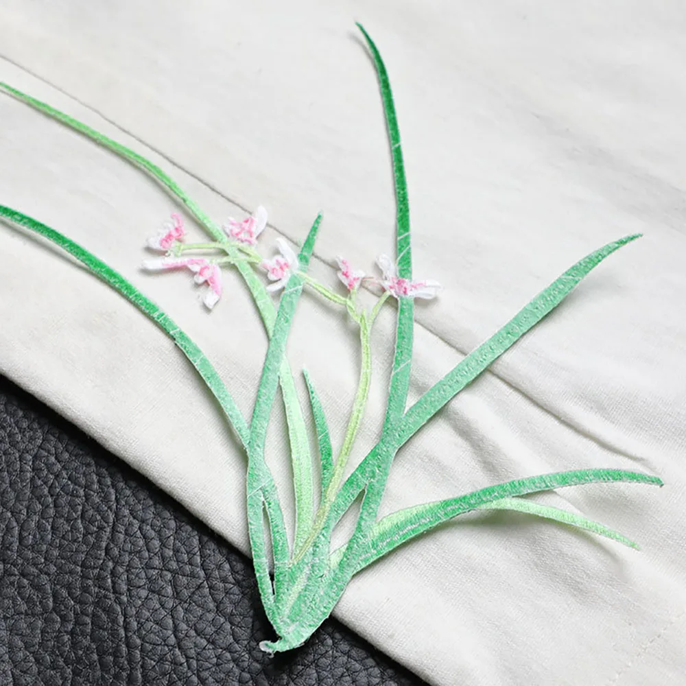 1ชิ้น20เซนติเมตร X 18เซนติเมตรแพทช์ปักกล้วยไม้รีดติดเสื้อผ้าสติกเกอร์แผ่นติดทนความร้อนบนเสื้อผ้า