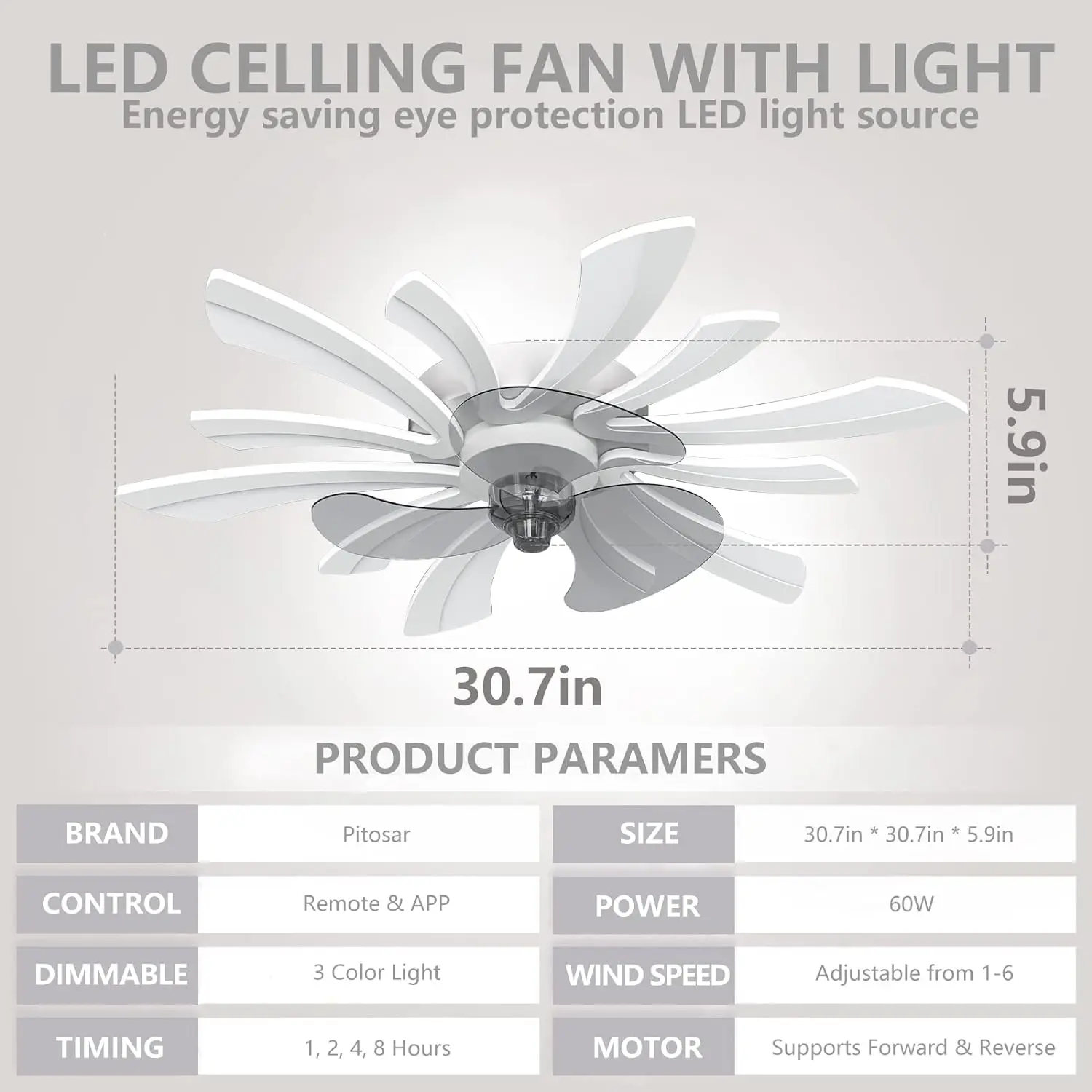 Flor Luzes De Teto com Controle Remoto App, LED Lustre, Luzes De Ventilador De Teto, Sala De Estar E Lâmpada Do Quarto