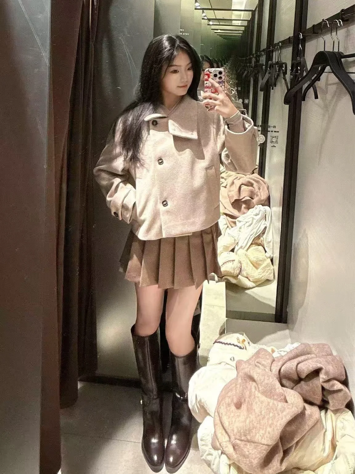 Spring 2026 Commute Style Short Double-Breasted Jacket Coat Women's Stand Collar Outerwear Casual Loose Fit Long Sleeve