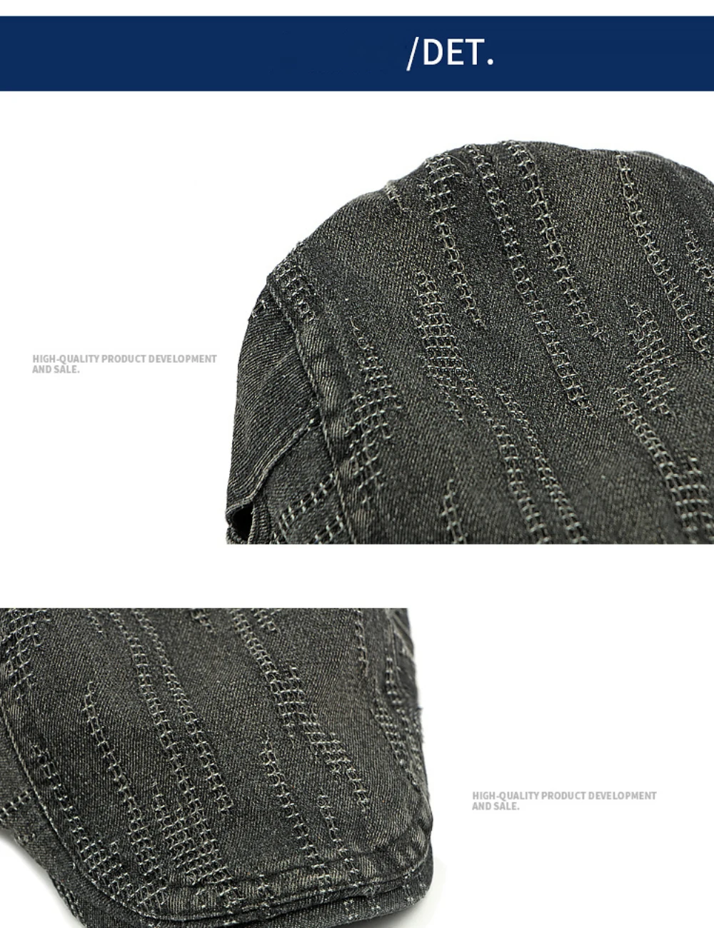 HT4768 Baskenmützen Frühling Sommer Herbst Denim-Kappen für Männer Frauen Baumwolle Künstler-Malermütze Unisex Ivy Flachmütze – Detail 5
