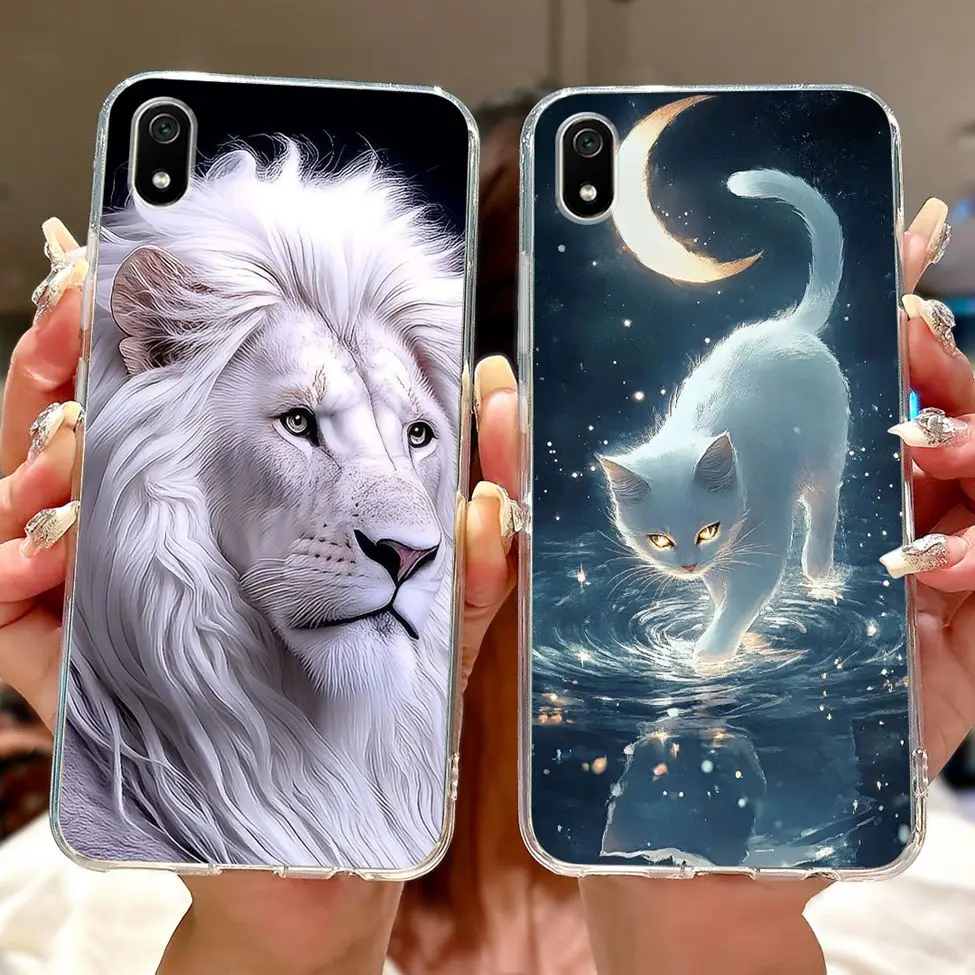 ل Redmi 7A حافظة شفافة لطيف القط موضة الزهور الفاخرة مضحك رسمت لينة حافظة هاتف من البولي يوريثان Funda 5.45'' #4