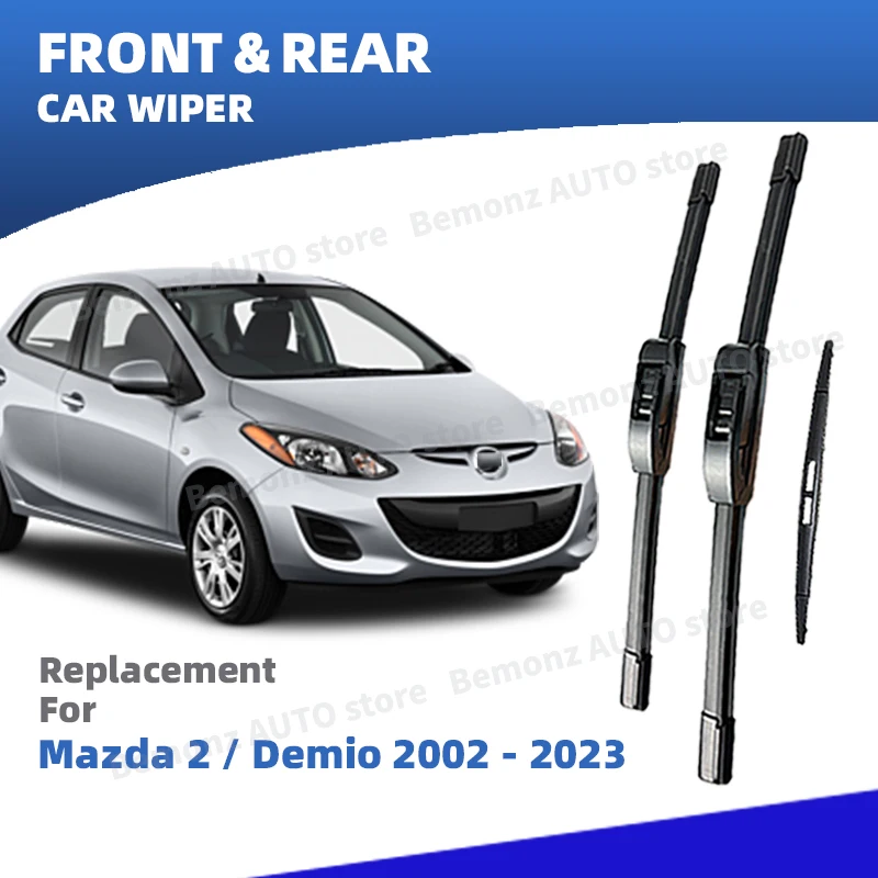 LHD Vorne Hinten Scheibenwischerblätter Für Mazda 2 Demio 2002 - 2023 Windschutzscheibe Zubehör 2007 2012 2013 2016 2017 2018 2019